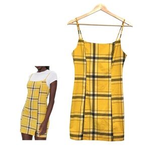 Clueless Preppy Yellow Plaid Mini Dress Size Small Academia Mean Girls Y2K